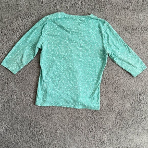 LL Bean women’s size medium  v-neck 3/4 sleevese abstractact shirt - Picture 2 of 8